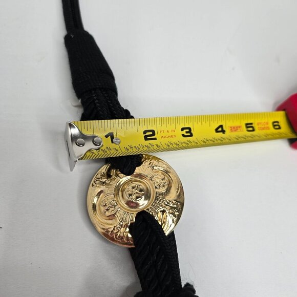 Vintage Made in Taiwan Medallion Gold Tone Woven Rope Hip Waist Belt - Picture 8 of 10